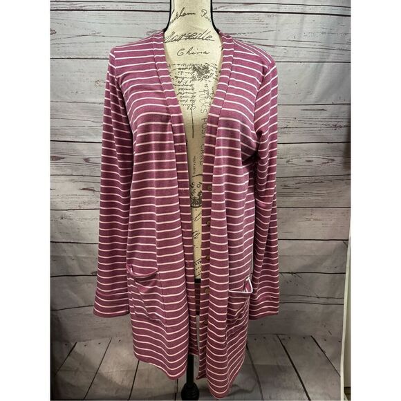 Agnes & Dora Sweaters - Agnes & Dora large pink stripped cardigan - 2430